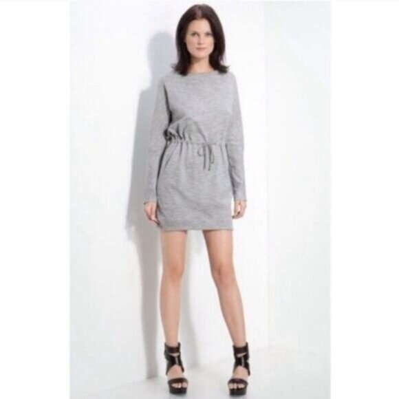 RAG & BONE Knit Sibella Drawstring Waist Dress Grey Sz M - Picture 2 of 16